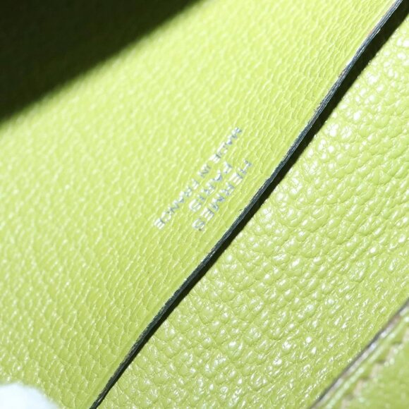 HERMES bean Souffl Wallet Leather Green Silver Auth bs18706 - Picture 10 of 14